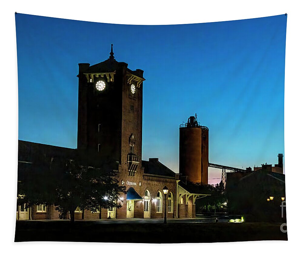 Depot Tapestry featuring the photograph Clinchfield Railroad Station silhouette by Shelia Hunt