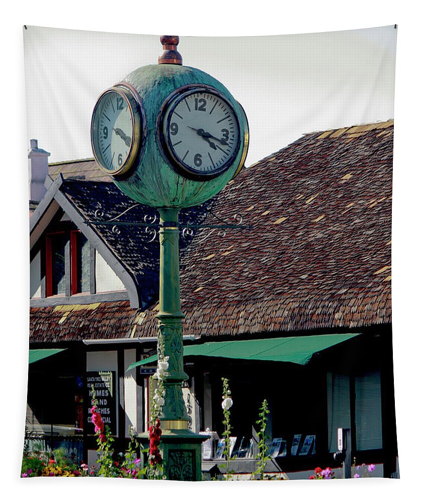 Clock Of Solvang Tapestry featuring the photograph Clock of Solvang by Ivete Basso Photography