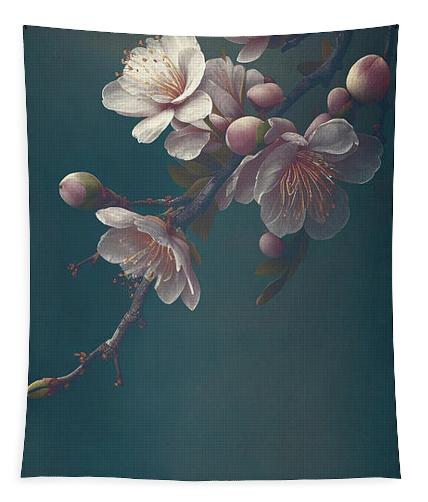 Blossom Tapestry featuring the photograph Closeup of spring pastel blooming flower in orchard. Macro cherr by Jelena Jovanovic