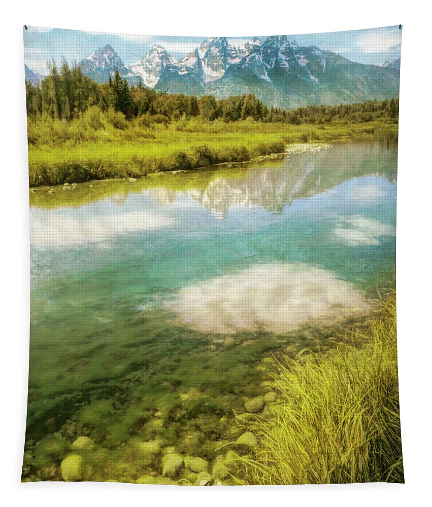 Tetons Tapestry featuring the photograph Cloud and Mtn Reflections by Jill Battaglia