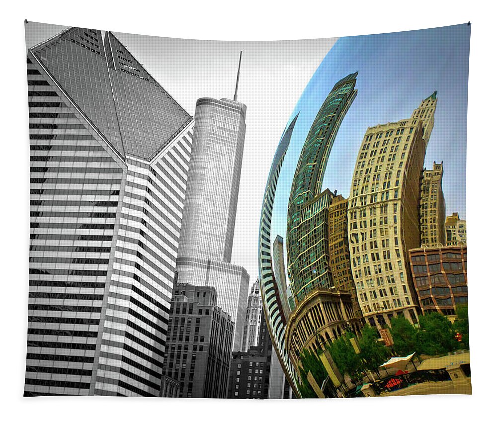 Chicago Cloud Gate Color B&w Tapestry featuring the photograph Cloud Gate - Chicago by David Morehead