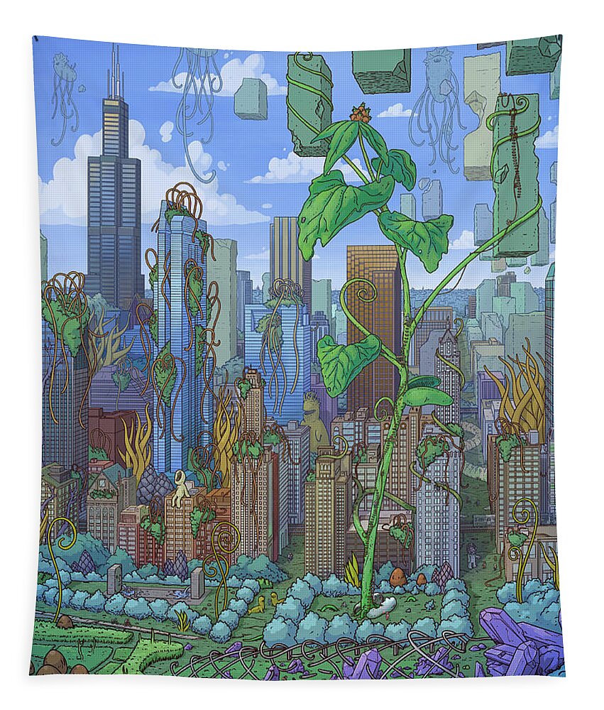  Tapestry featuring the digital art Cloud Gate by EvanArt - Evan Miller