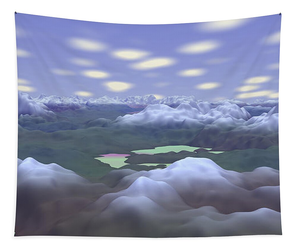 Exoplanet Tapestry featuring the digital art Cloud Mountains 3 by Bernie Sirelson