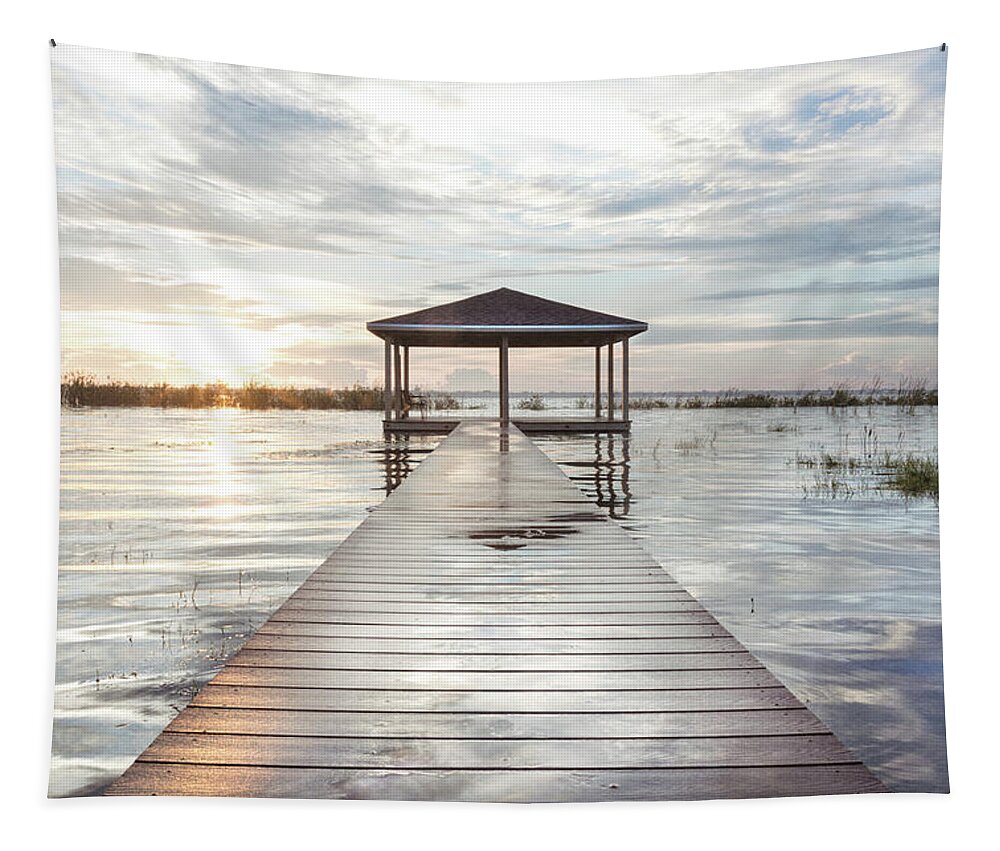 Boats Tapestry featuring the photograph Cloud Reflections in Beachhouse Tones by Debra and Dave Vanderlaan