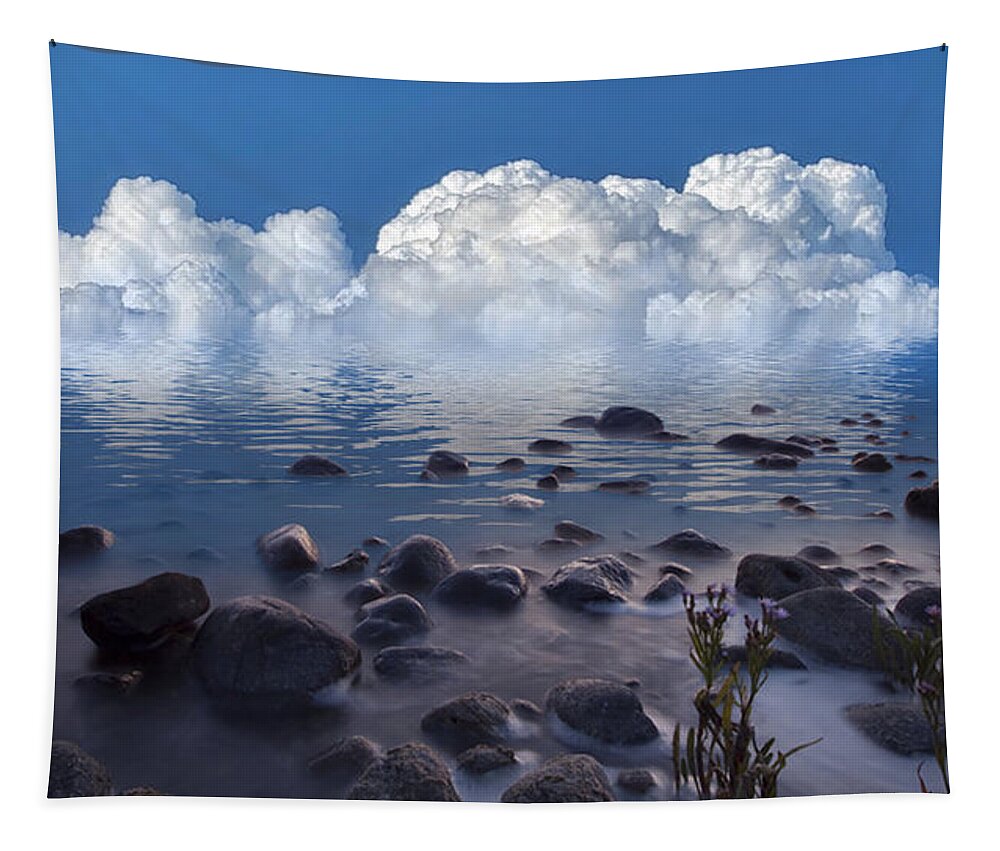 Clouds Tapestry featuring the photograph Clouds along the River by Barbara Zahno