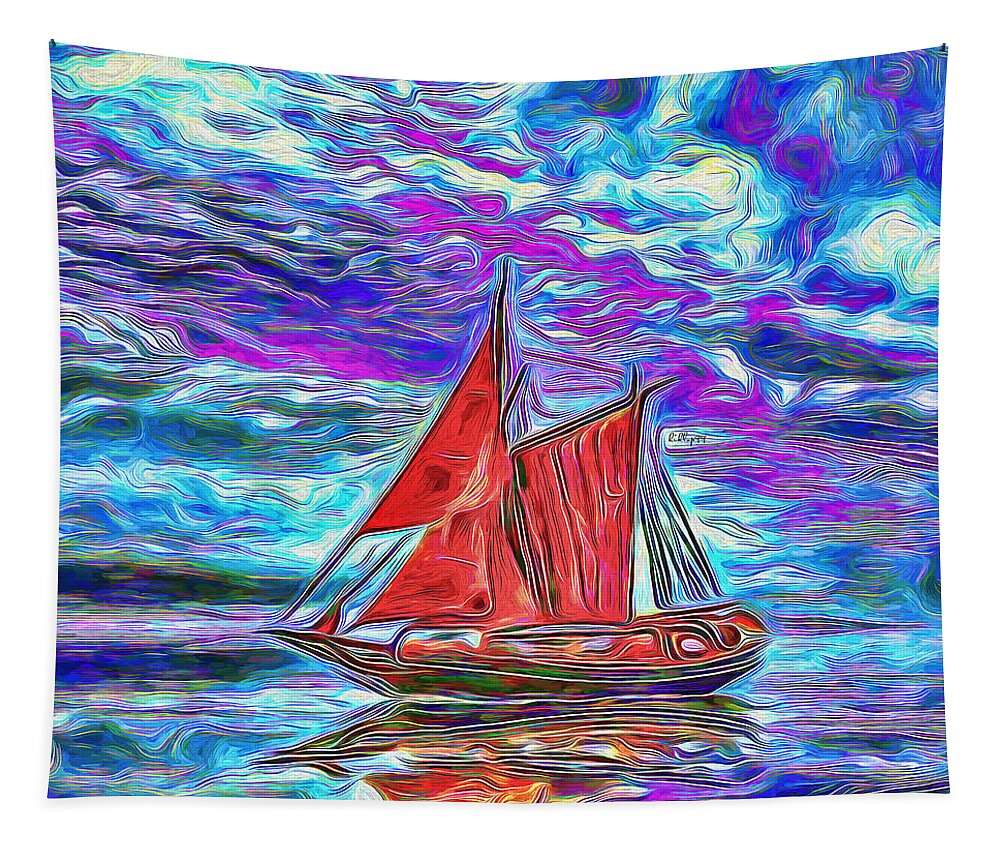 Paint Tapestry featuring the painting Clouds rapsody on open see by Nenad Vasic