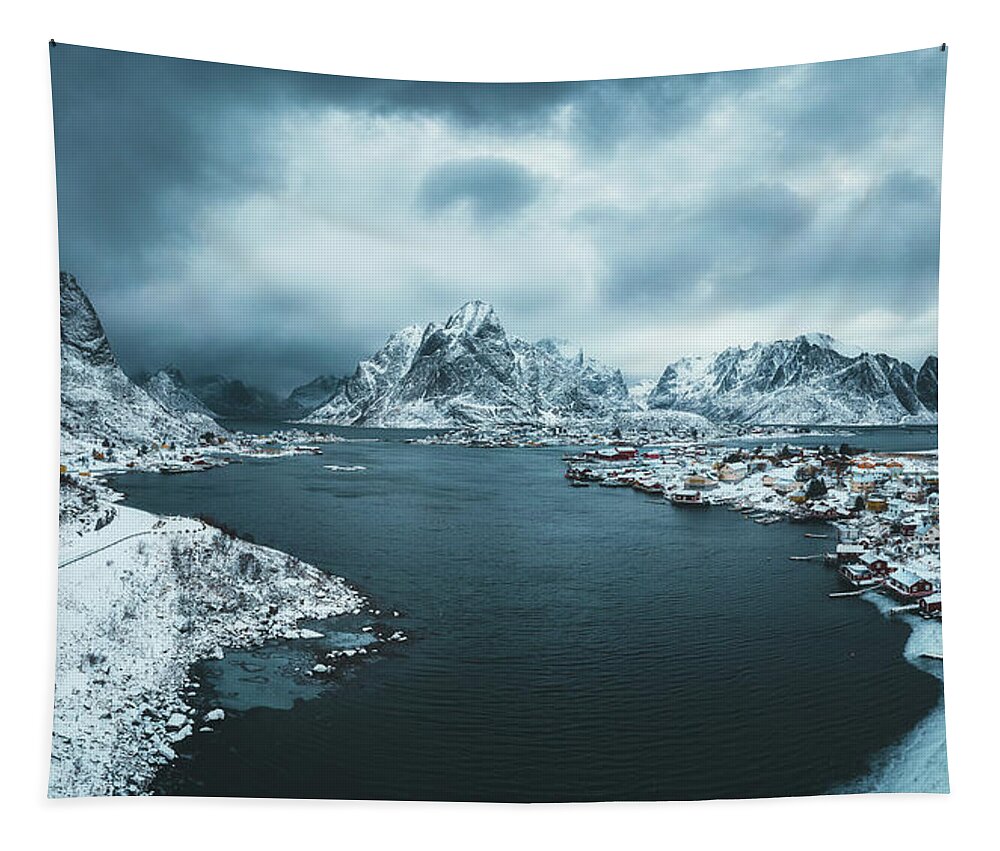 Lofoten Tapestry featuring the photograph Cloudy day at Reine by Henry w Liu