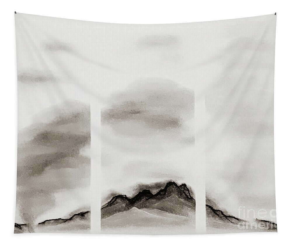 Google Images Tapestry featuring the pastel Cloudy Mountain by Fei A
