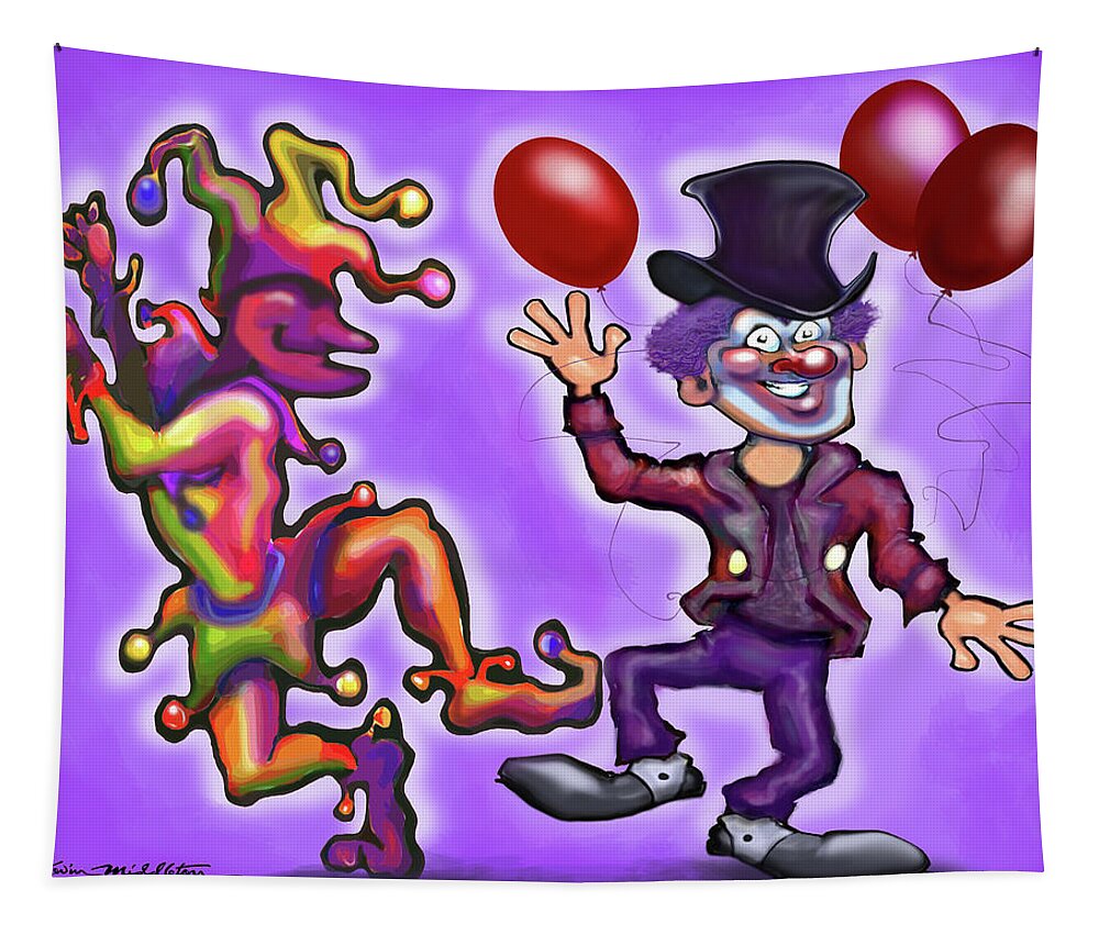 Clown Tapestry featuring the digital art Clowns by Kevin Middleton