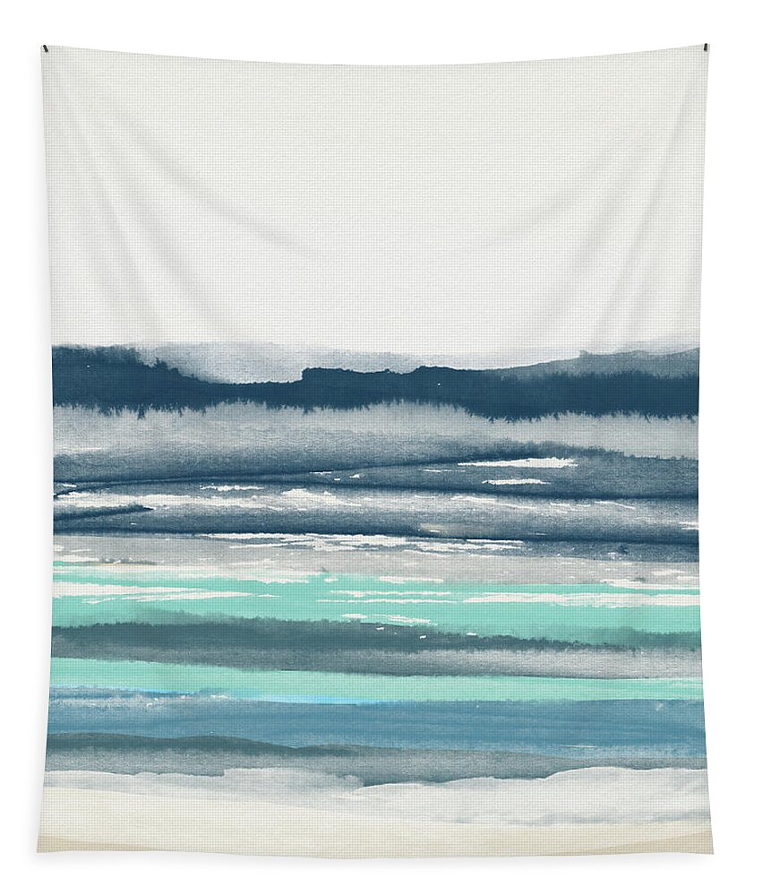 Abstract Tapestry featuring the painting Coastal Calm Water 2- Art by Linda Woods by Linda Woods