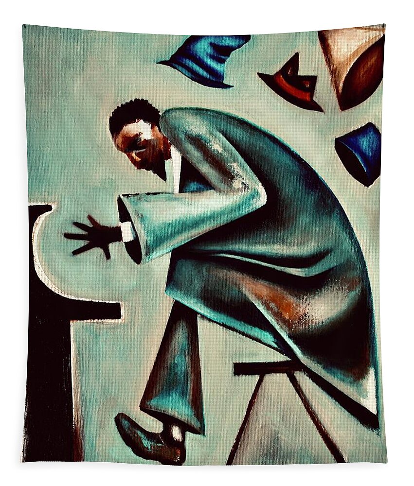 Thelonious Monk Tapestry featuring the painting Coat and Hats / Thelonious Monk by Martel Chapman