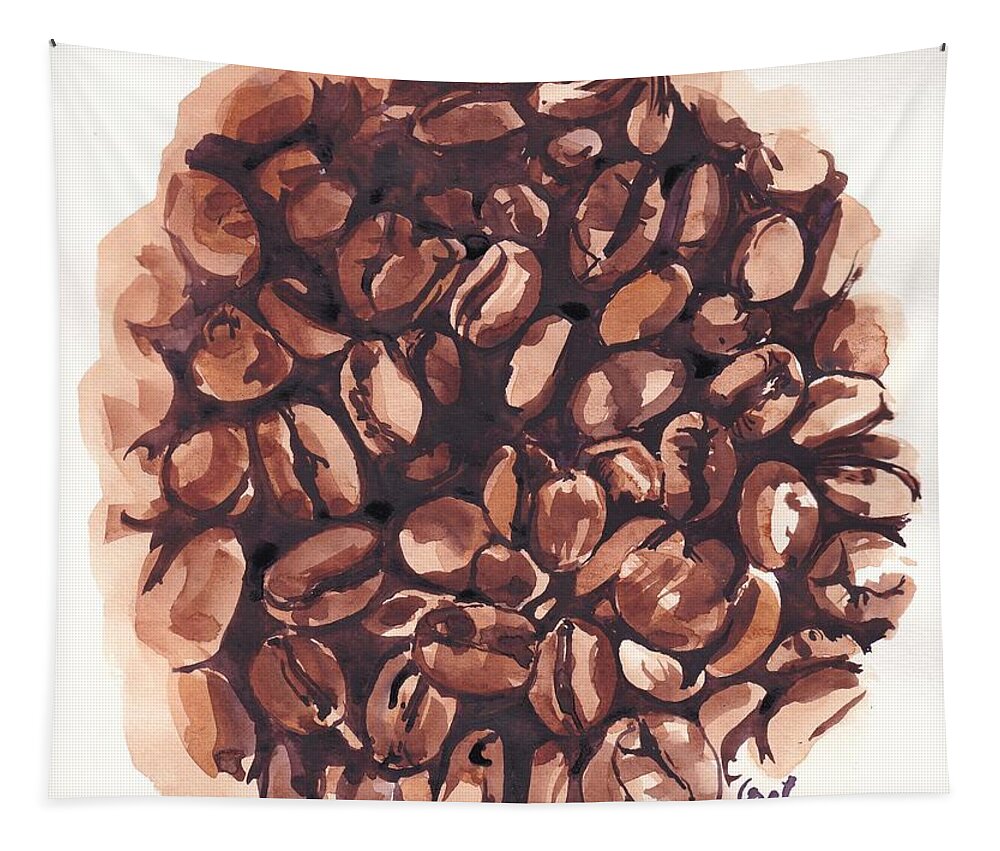 Coffee Tapestry featuring the painting Cofee Beans by George Cret