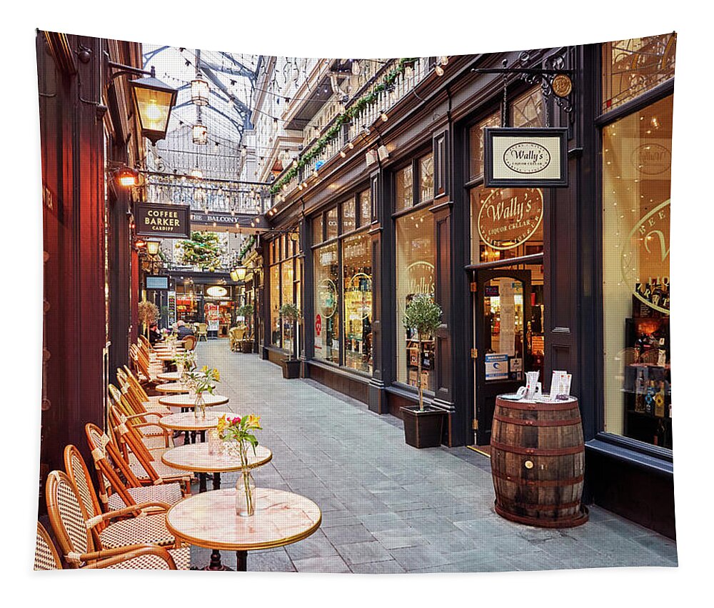 Arcade Tapestry featuring the photograph Coffee in The Castle Arcade by Richard Downs