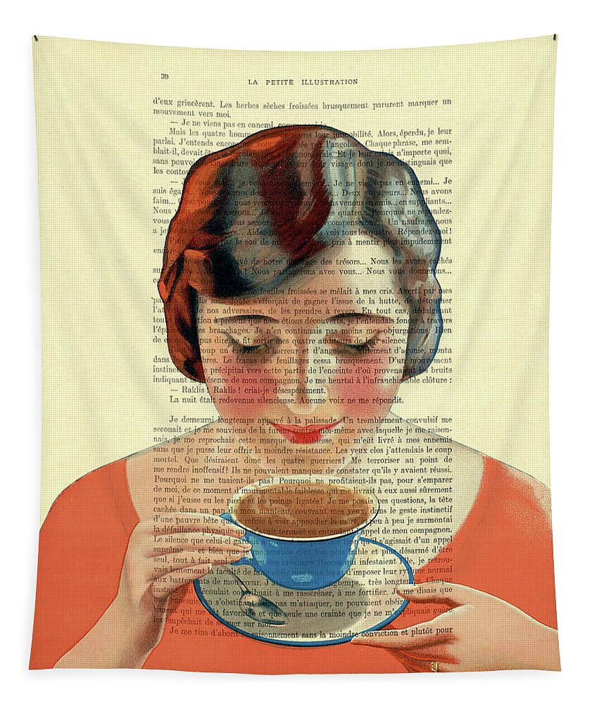 Coffee Tapestry featuring the mixed media Coffee Lady by Madame Memento