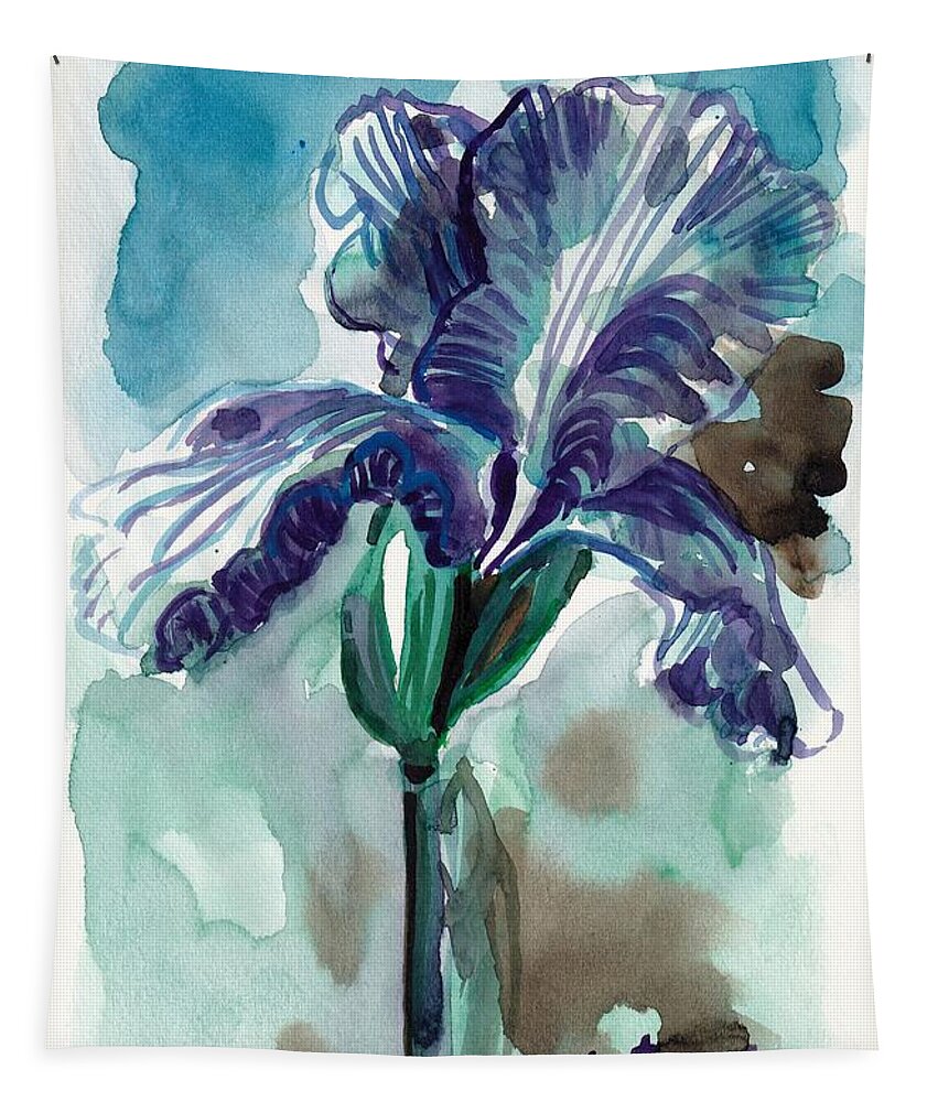 Iris Tapestry featuring the painting Cold Iris by George Cret