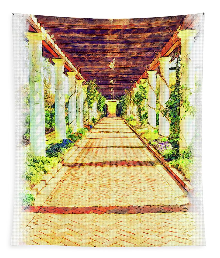 North Carolina Tapestry featuring the digital art Colonade of Flowers fx by Dan Carmichael
