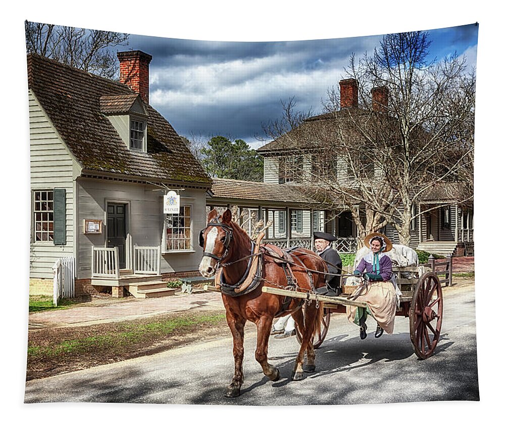 Virginia Tapestry featuring the photograph Colonial Williamsburg - Market Day by Susan Rissi Tregoning