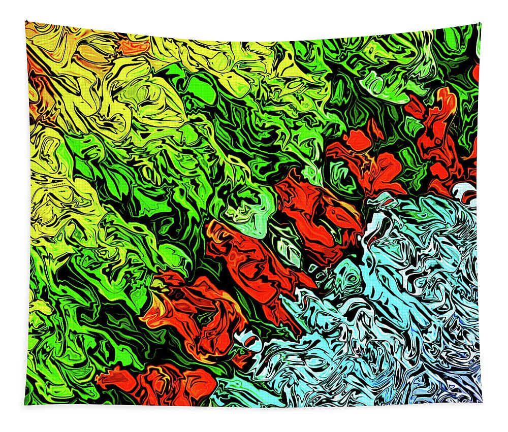 Macro Tapestry featuring the digital art Color and Chaos by Phil Perkins