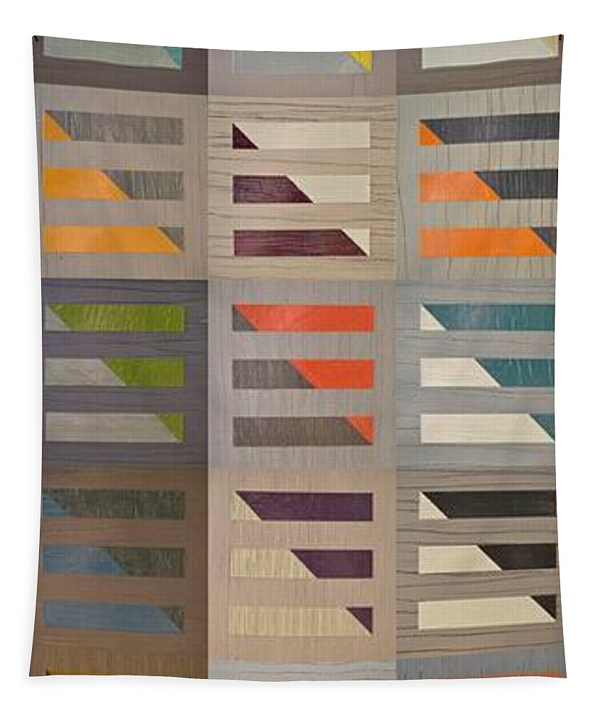 Abstract Tapestry featuring the painting Color Grid Study 2.0 by Michelle Calkins
