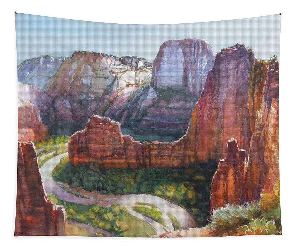 Zion Tapestry featuring the painting Color Guard of Zion by Steve Henderson