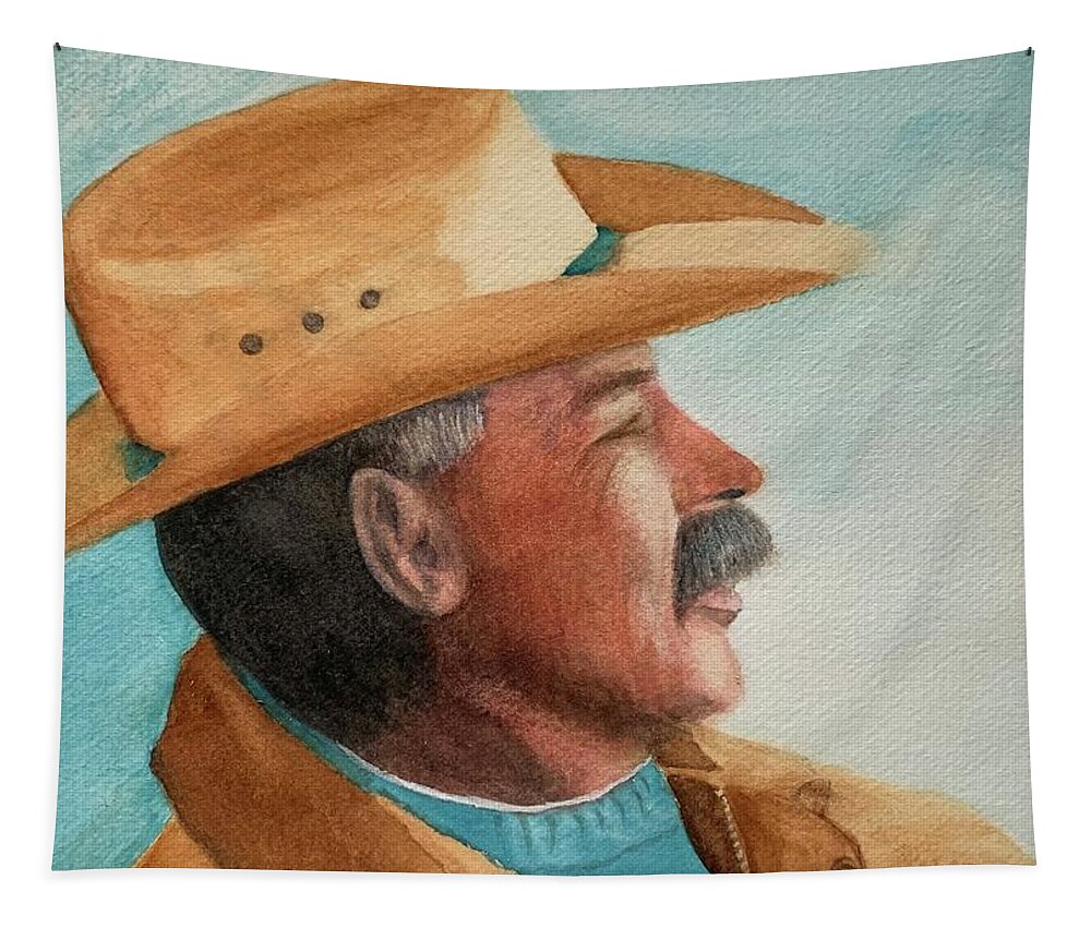 Rancher Tapestry featuring the painting Colorado Rancher by Sue Carmony