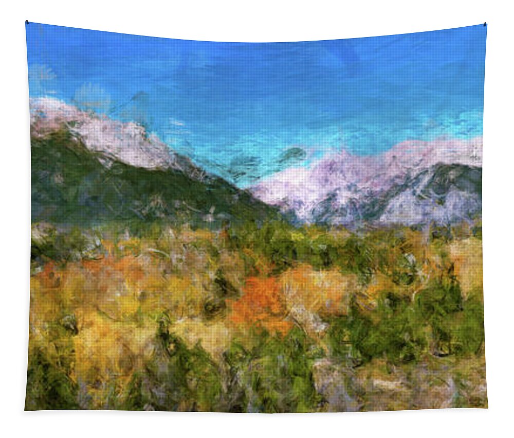 Colorado Rocky Mountains Tapestry featuring the digital art Colorado Rocky Mountains in the Fall by SnapHappy Photos