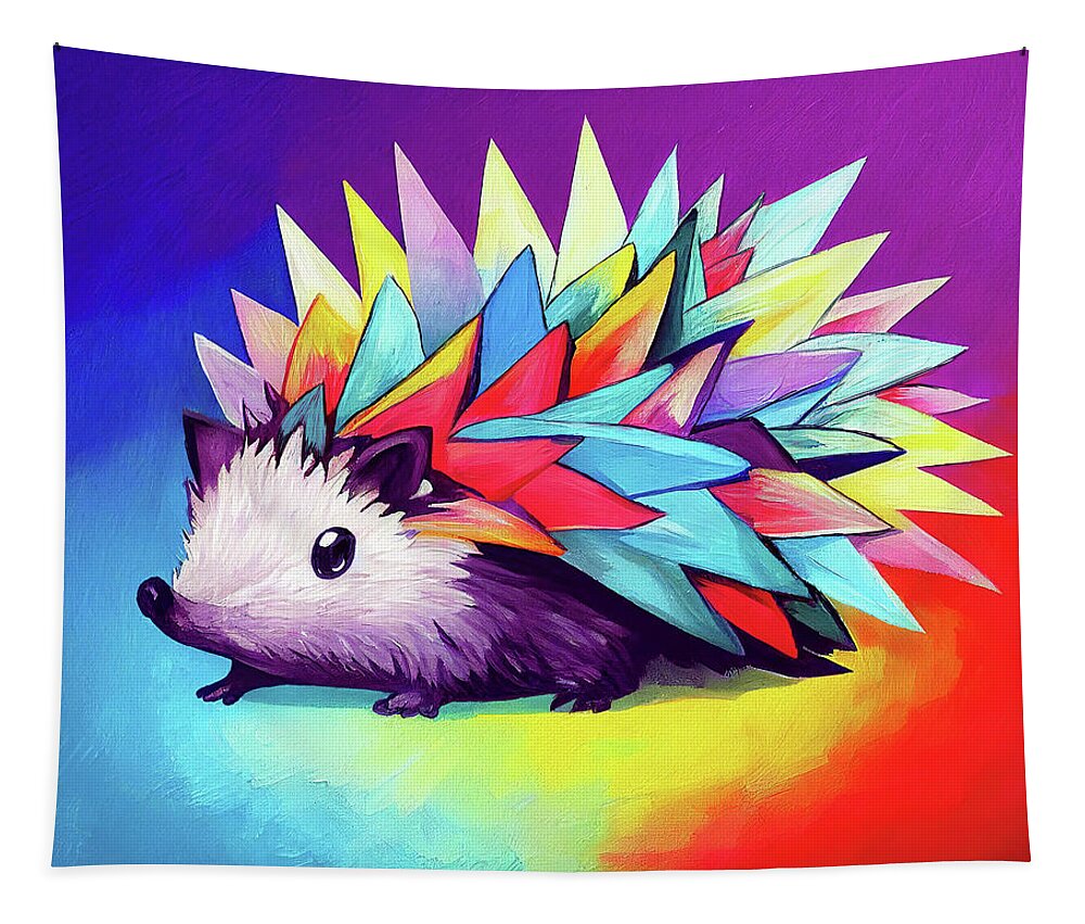 Abstract Tapestry featuring the digital art Colorful Abstract Hedgehog by Mark Tisdale