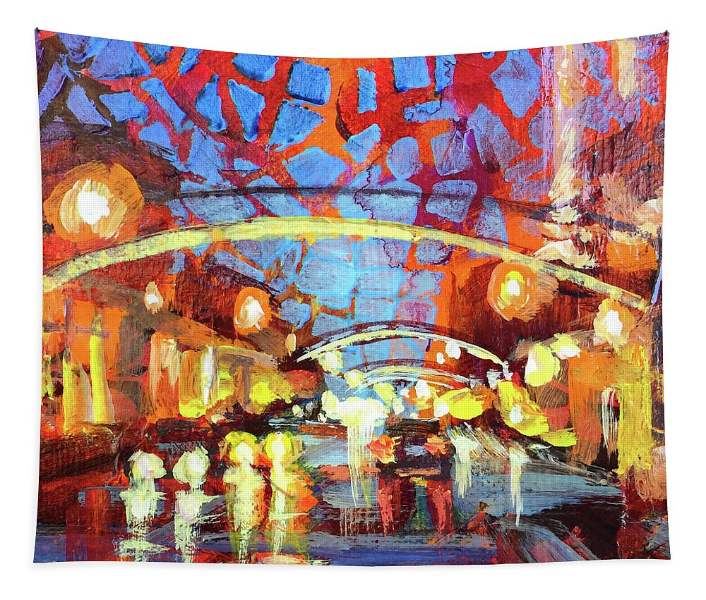 Festive Tapestry featuring the painting Colorful Art District by Robie Benve
