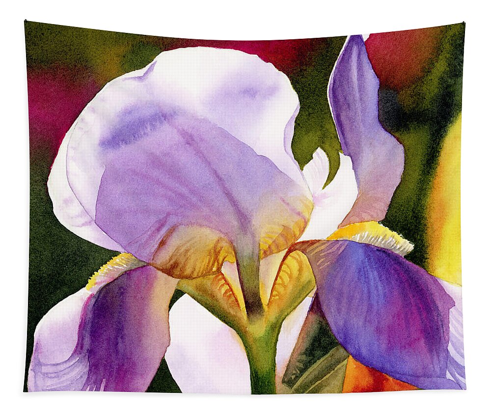 Iris Tapestry featuring the painting Colorful Iris by Espero Art