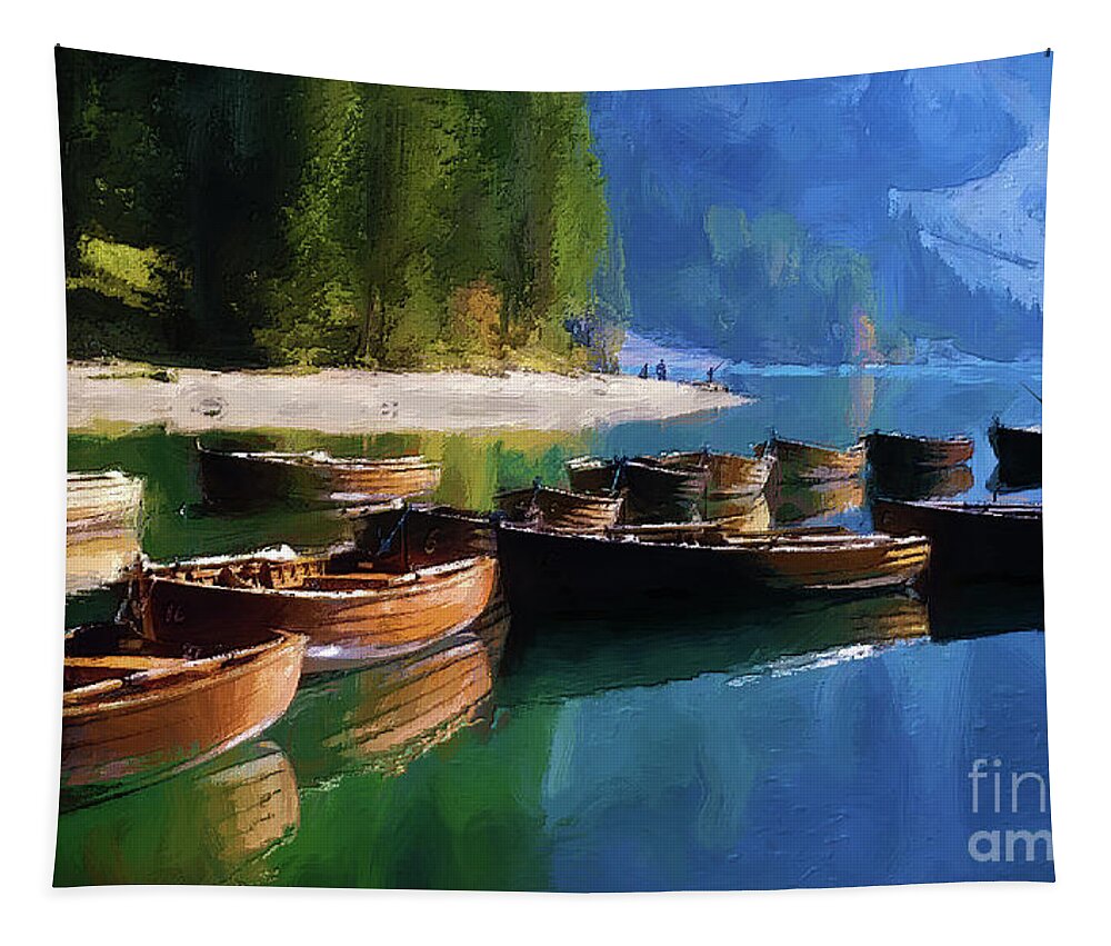 Winter Tapestry featuring the mixed media Colorful Lakes V3 by Marty's Royal Art
