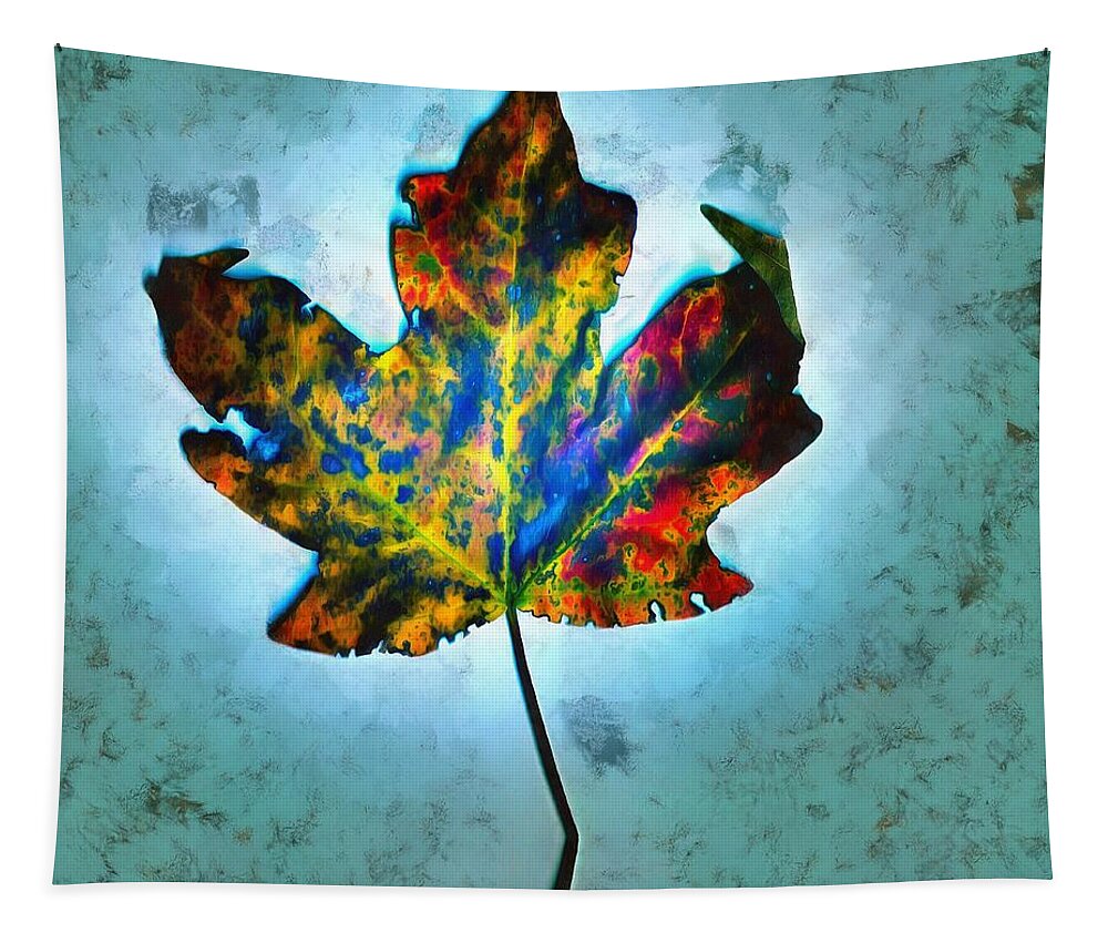 Leaf Tapestry featuring the mixed media Colorful Leaf by Christopher Reed