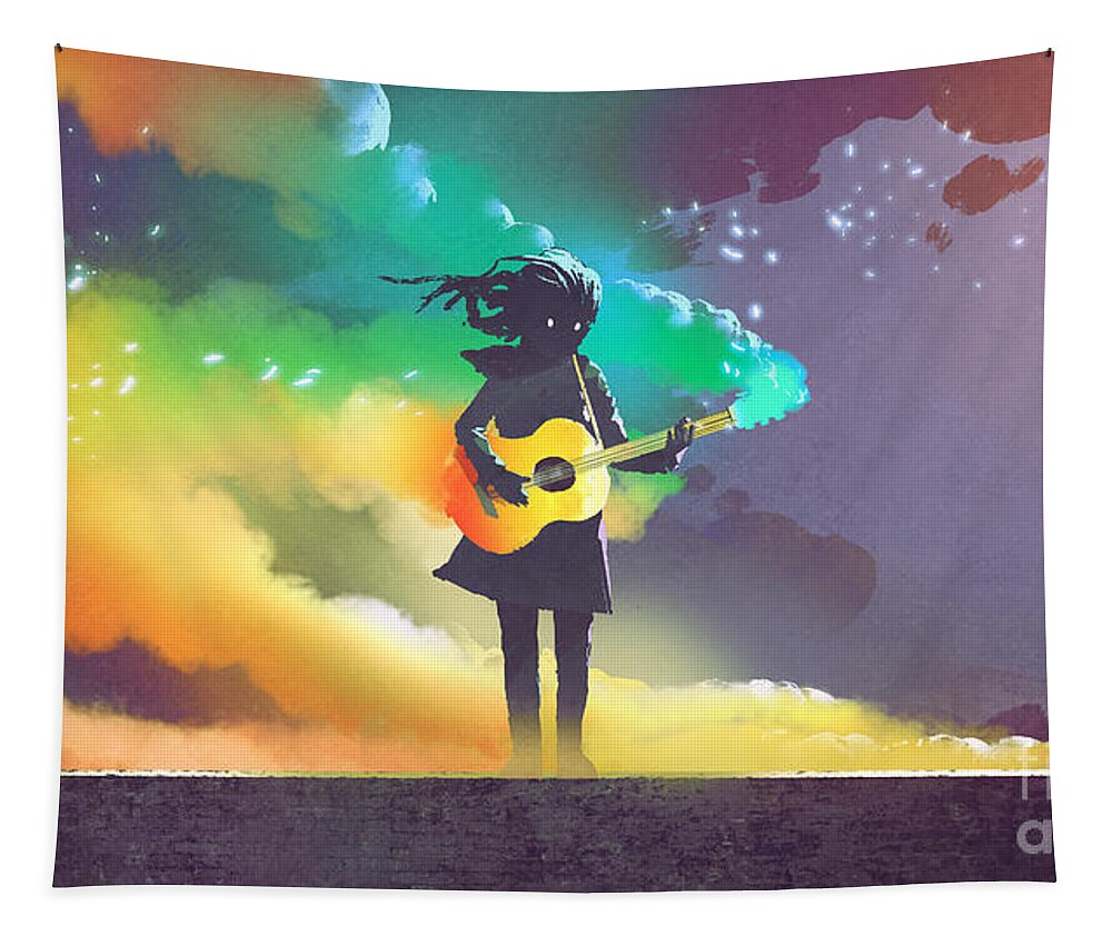Illustration Tapestry featuring the painting Colorful music by Tithi Luadthong
