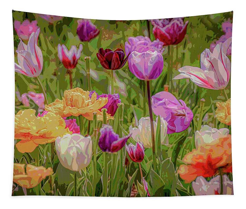 Tulip Tapestry featuring the photograph Colorful posterized tulips by Loredana Gallo Migliorini