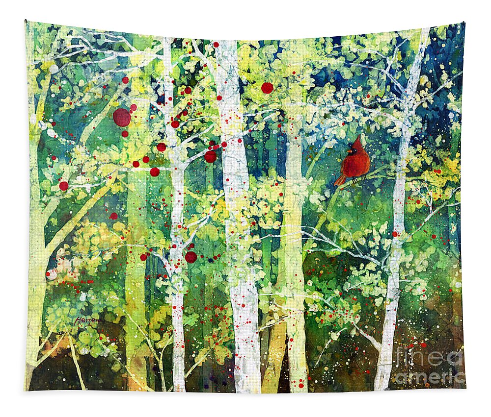 Cardinal Tapestry featuring the painting Colorful Presence by Hailey E Herrera