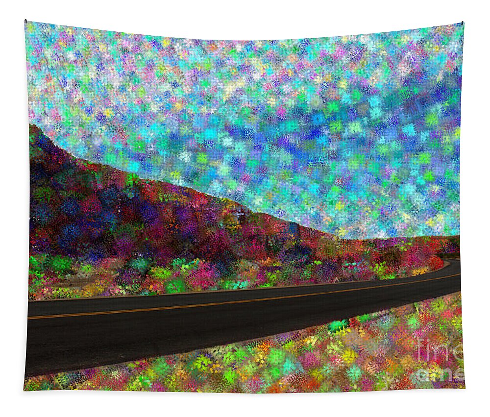 Colorful Tapestry featuring the photograph Colorized Desert Road by Katherine Erickson