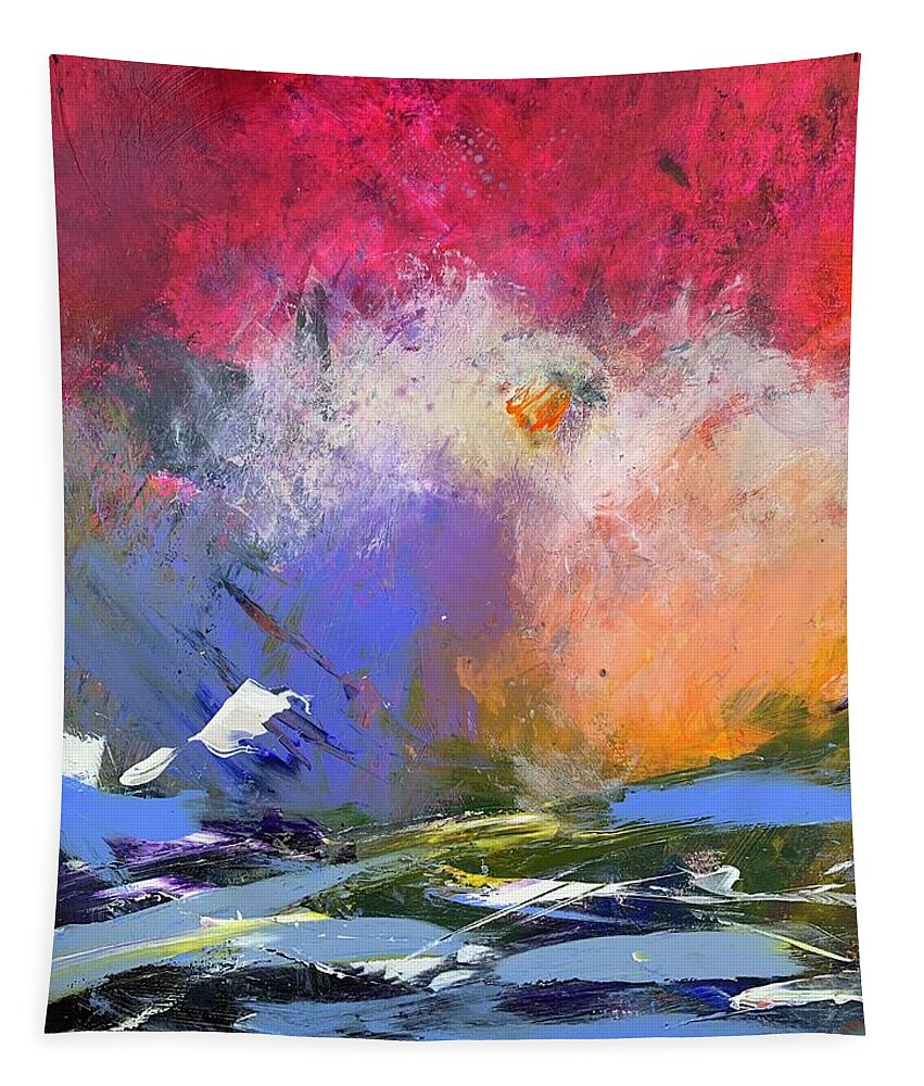 Abstract Tapestry featuring the painting Colors Of The Wind by Bonny Butler