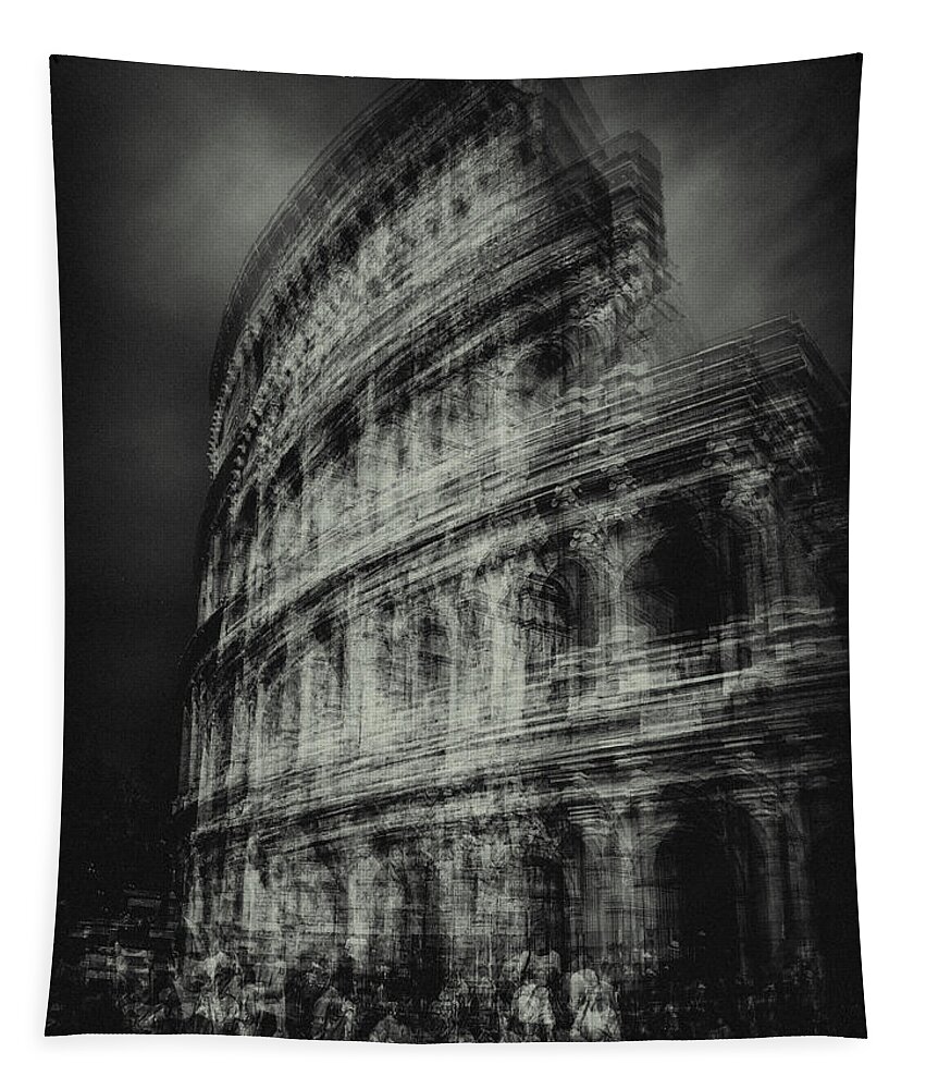 Monochrome Tapestry featuring the photograph Colosseo by Grant Galbraith