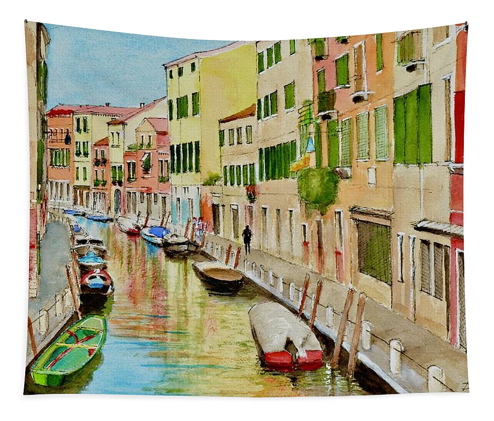 Venice Tapestry featuring the painting Colourful Venice by Dai Wynn