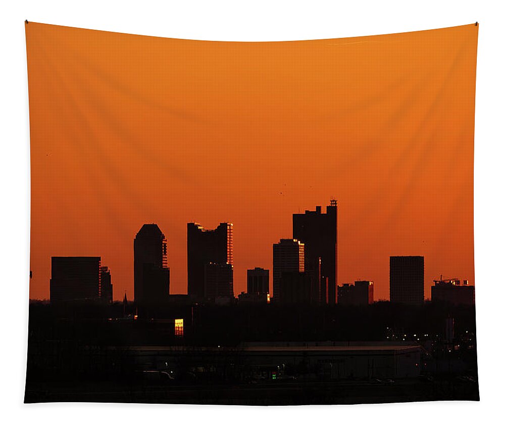 Skyline Tapestry featuring the photograph Columbus Skyline, sunset by Arthur Oleary