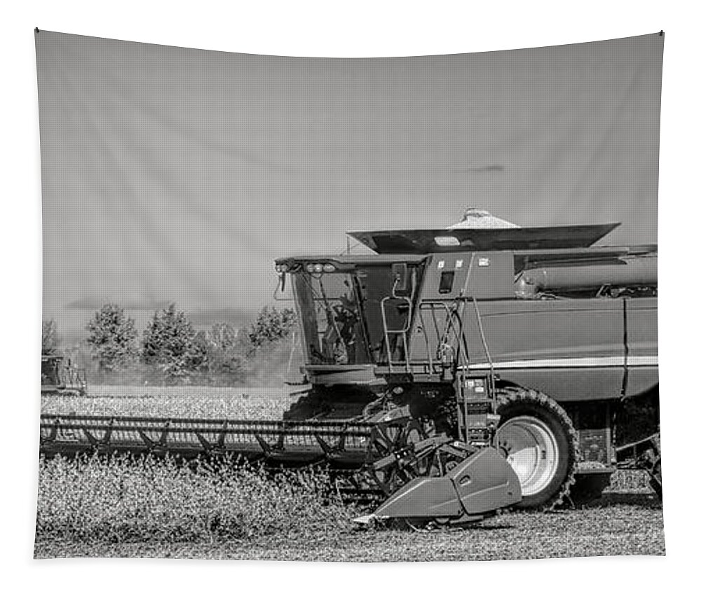 Combine Tapestry featuring the photograph Combines in a Field by Olivier Le Queinec