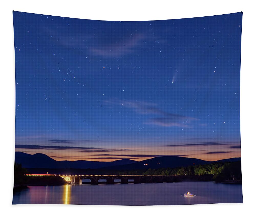 Neowise Tapestry featuring the photograph Comet Neowise Catskills NY by Susan Candelario