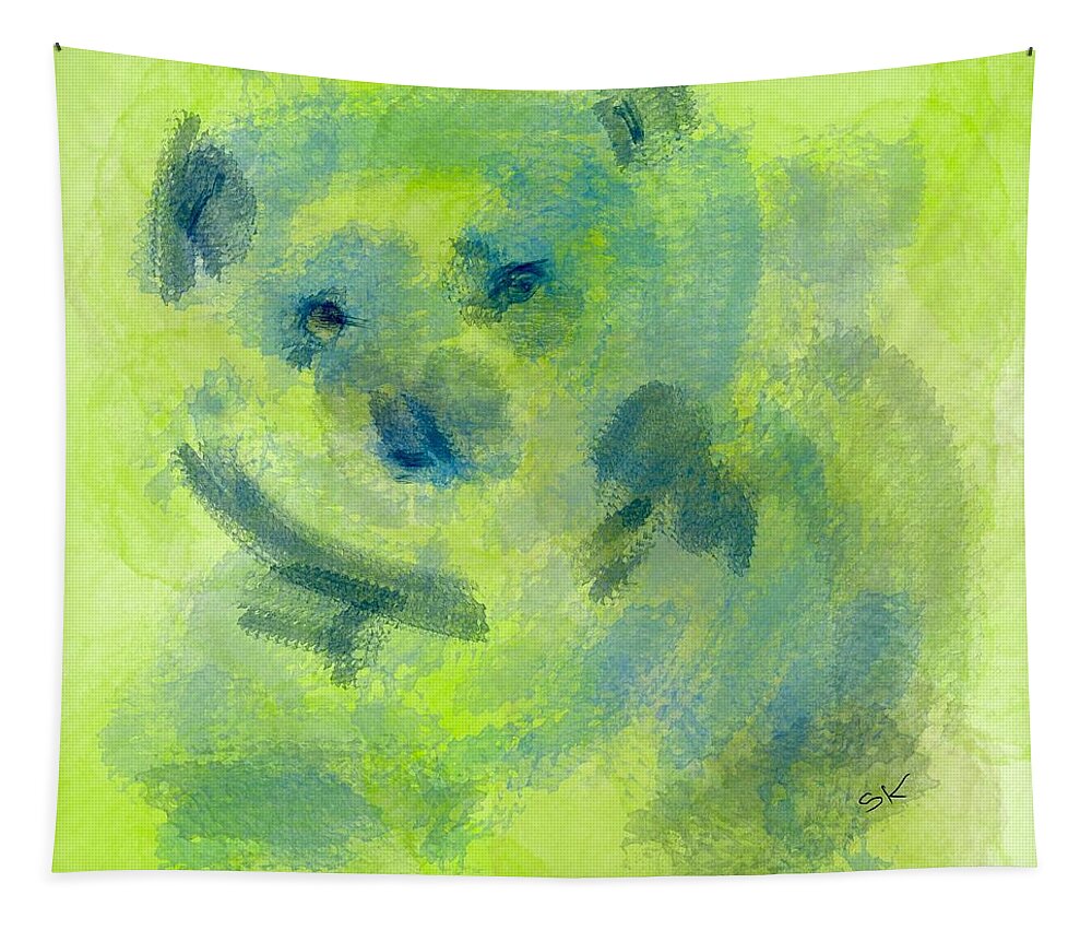 Abstract Tapestry featuring the digital art Comfort Bear by Sherry Killam