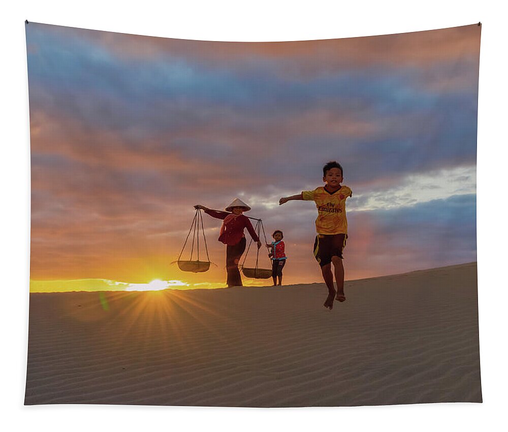 Sand Dune Tapestry featuring the photograph Coming Home by Khanh Bui Phu