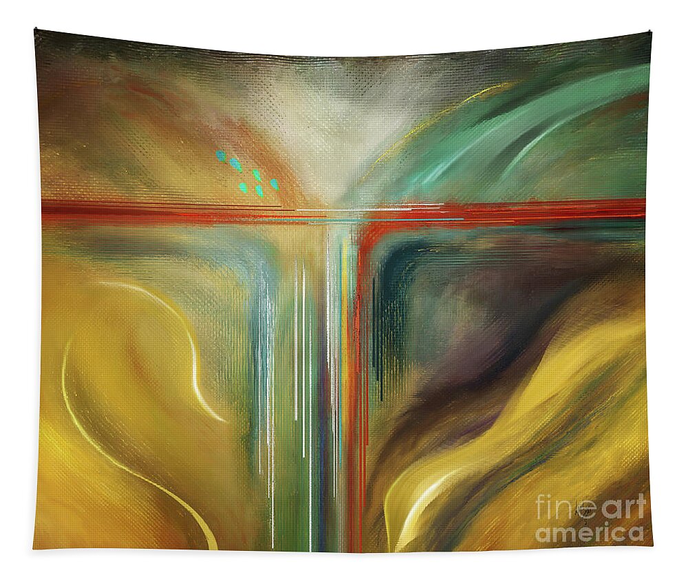 Abstract Tapestry featuring the digital art Coming Or Going by Lois Bryan