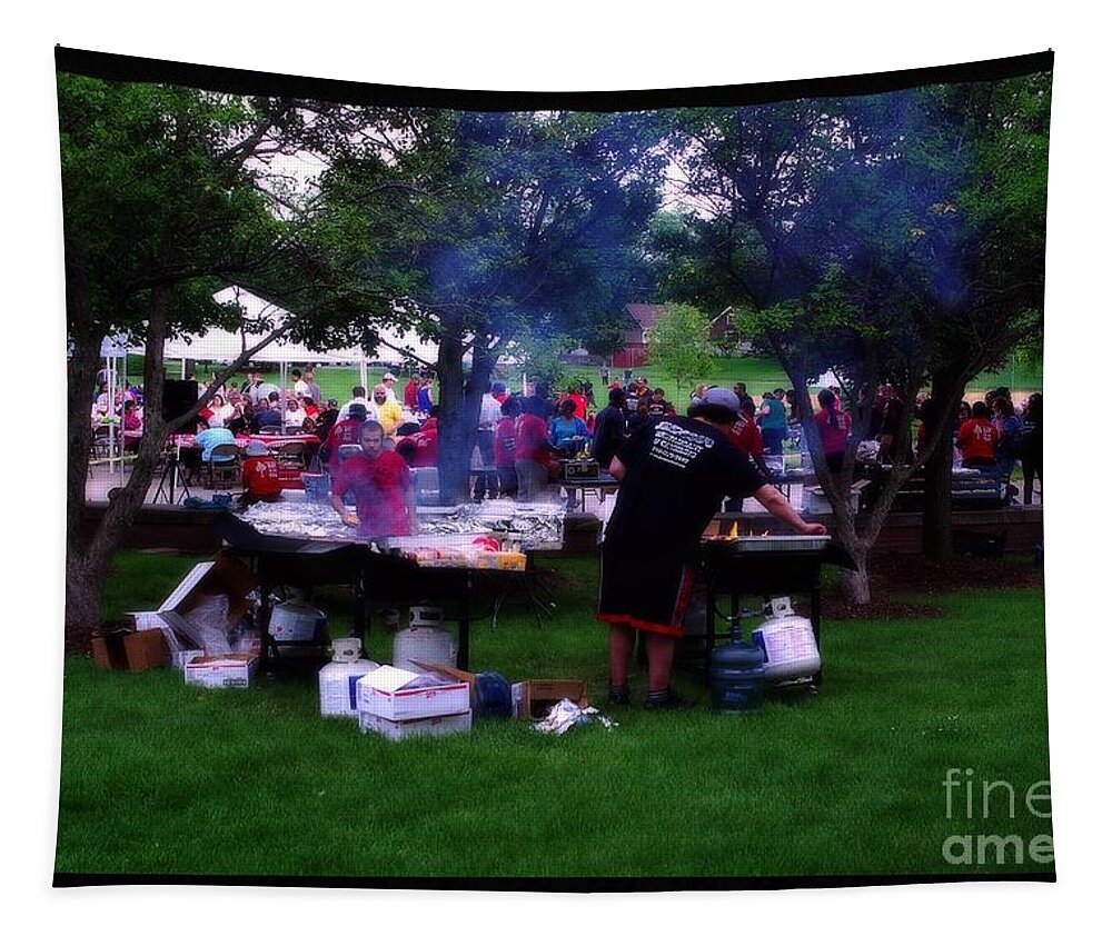 People Tapestry featuring the photograph Community Picnic by Frank J Casella
