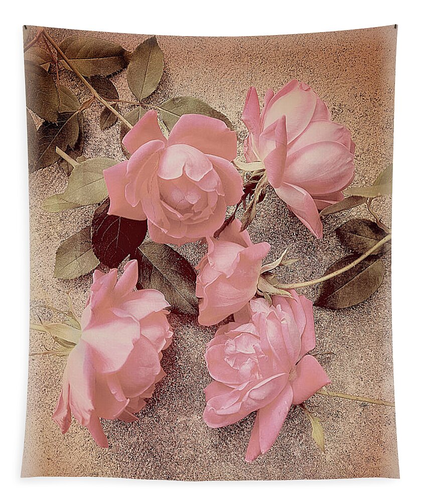 Roses Tapestry featuring the photograph Confab of the Pink by Rene Crystal