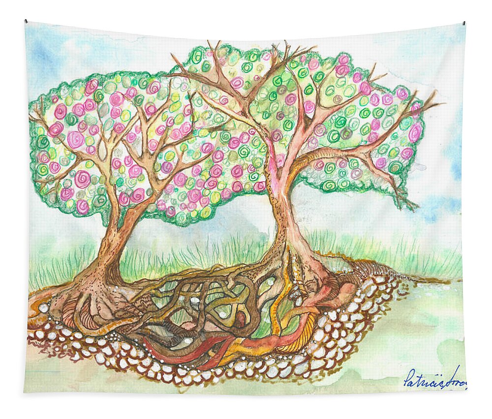 Roots Tapestry featuring the painting Connection by Patricia Arroyo