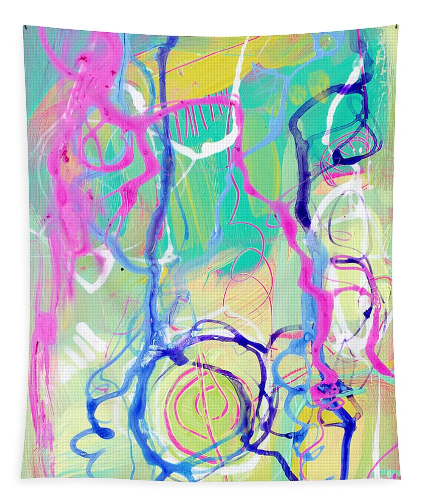 Contemporary Decor Tapestry featuring the painting Contemporary Abstract - Crossing Paths No. 2 - Modern Artwork Painting No. 4 by Patricia Awapara