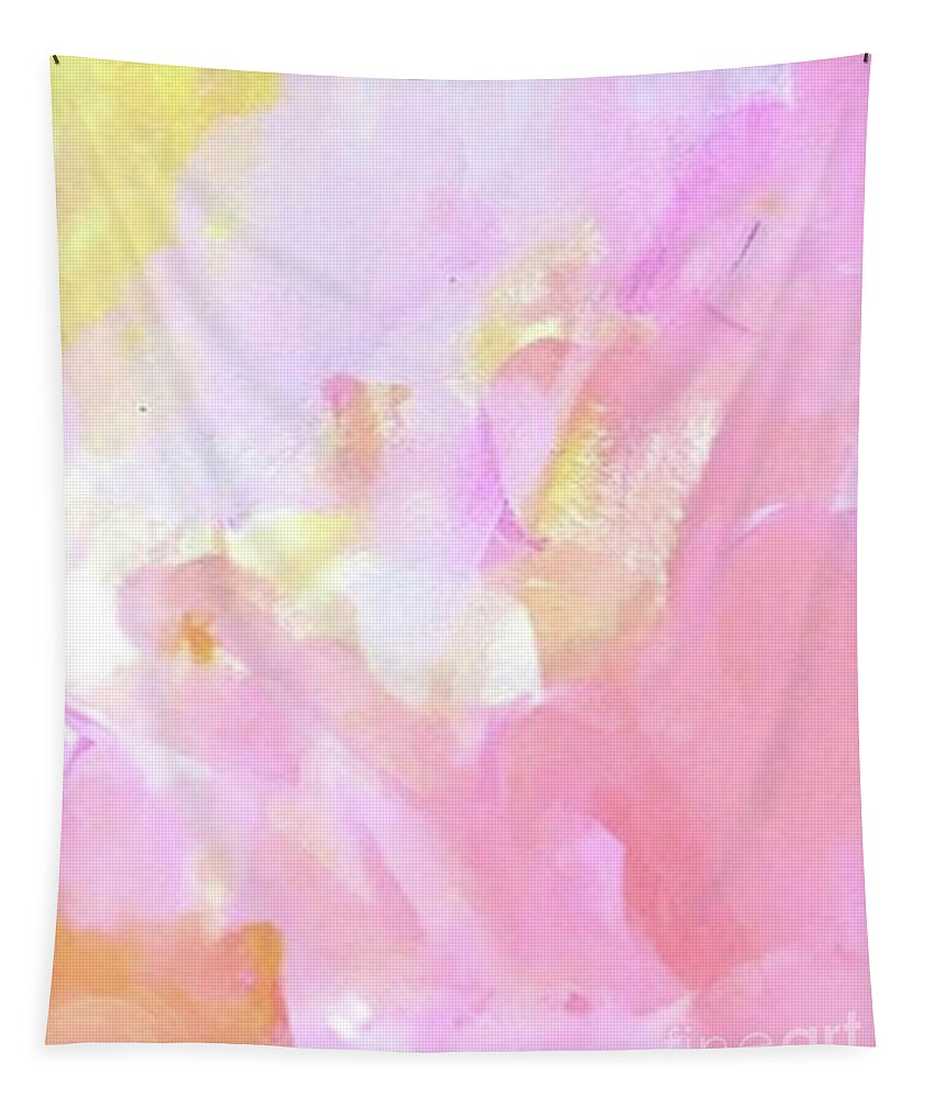 Yellow Pink Tapestry featuring the painting Contemporary yellow pink abstract by Vesna Antic