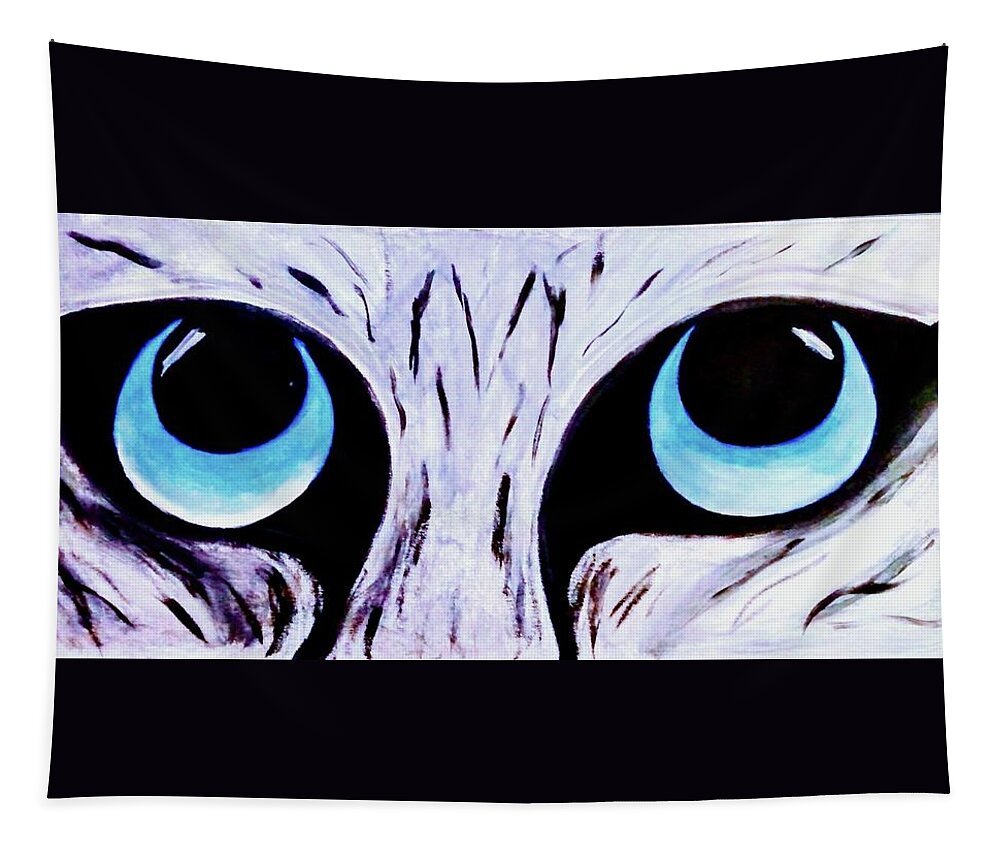  Tapestry featuring the painting Contest Cat Eyes by Anna Adams